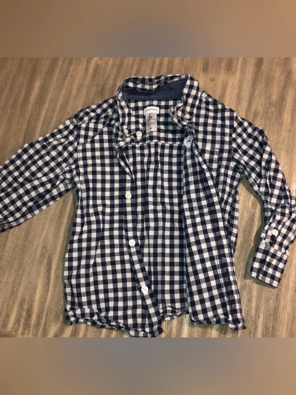 Carter's Toddler Navy Blue and White Check Button-Down Shirt